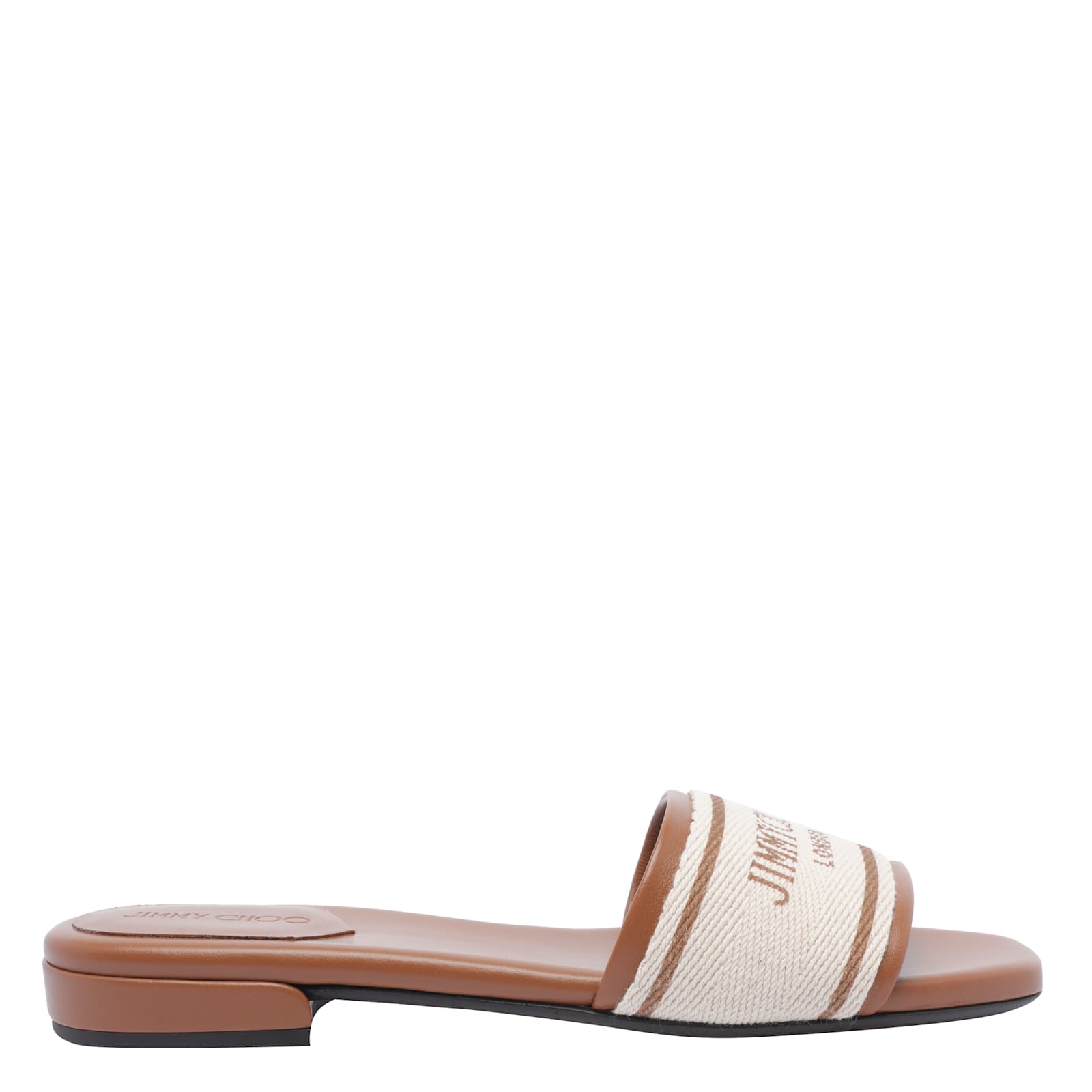 Jimmy Choo Joa Logo Canvas And Leather Sliders In White