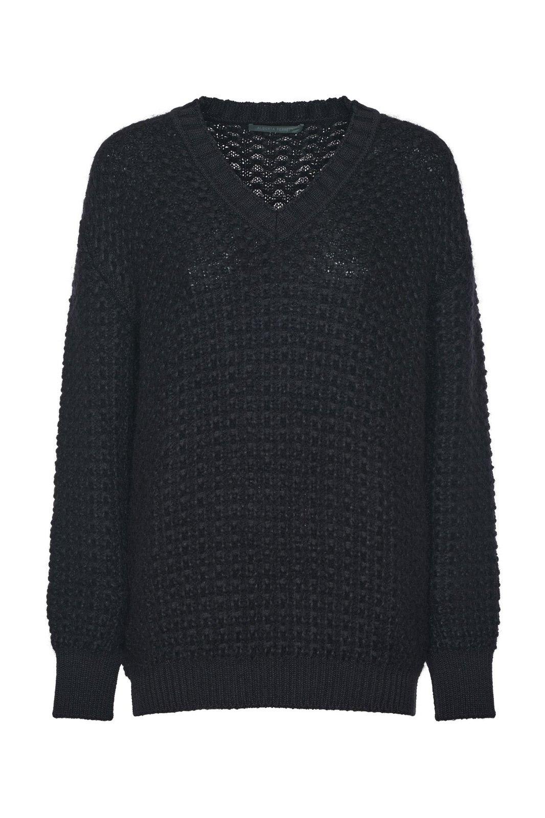 Shop Alberta Ferretti Oversized V-neck Jumper In Black