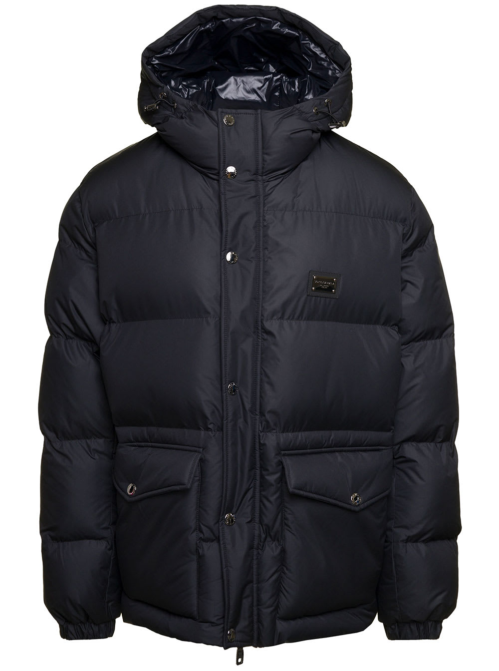 Shop Dolce & Gabbana Black Down Jacket With Patch Pockets At The Front In Polyester Man