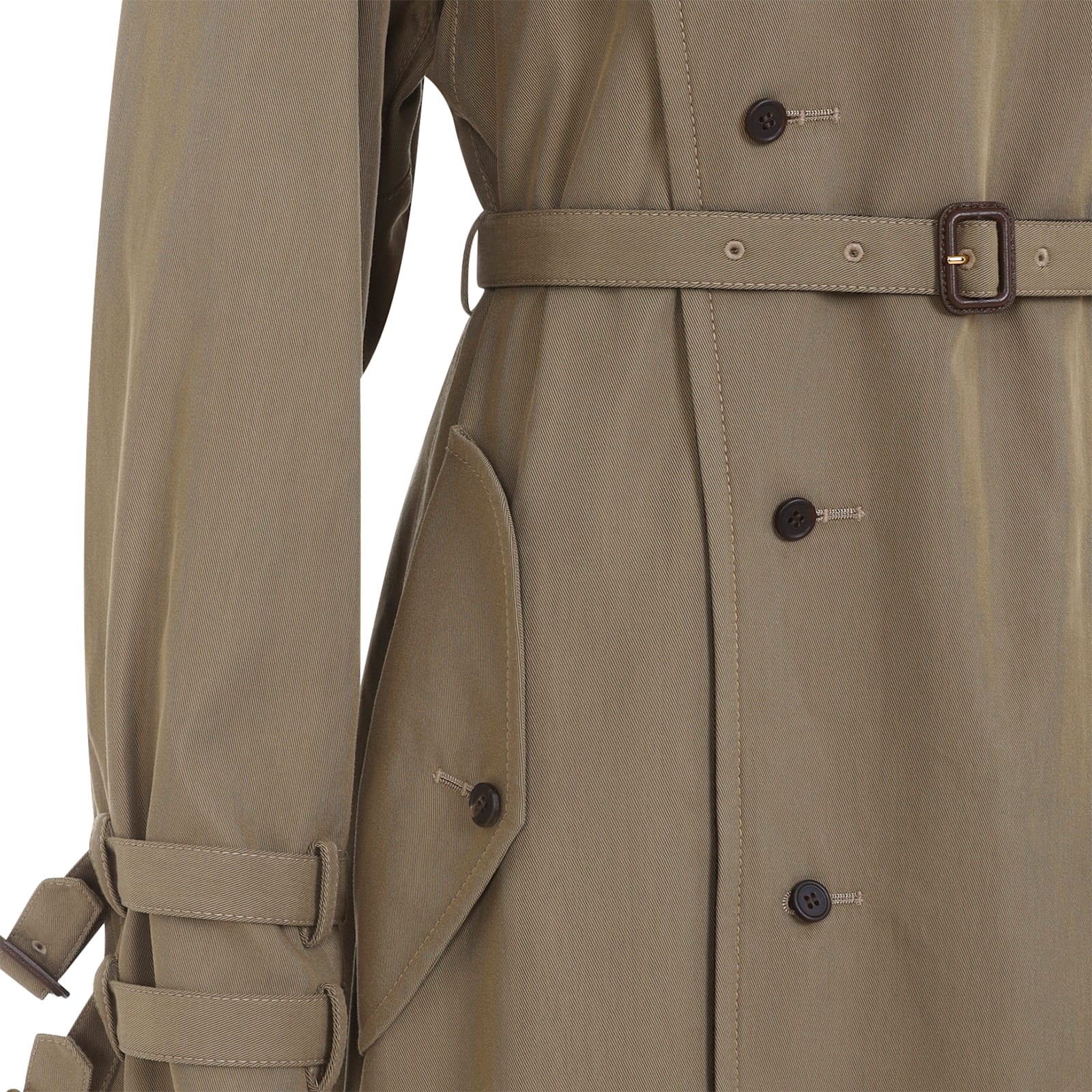 Carven Ca307 Trench Coat In Green