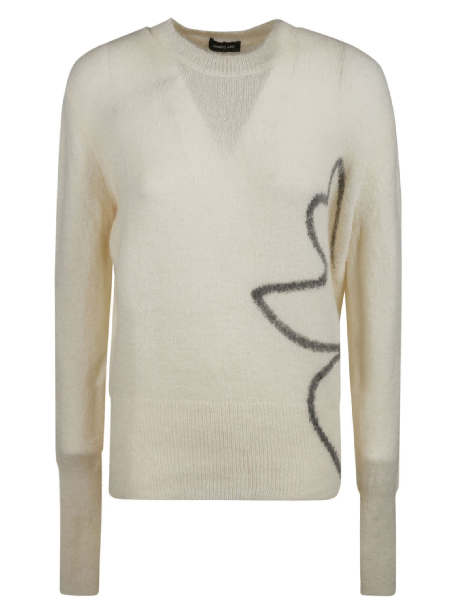Anneclaire Embroidered Rib Knit Sweater