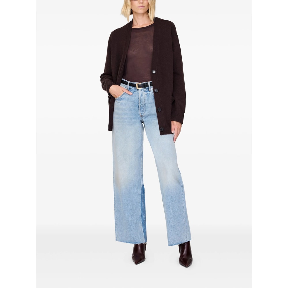 Anine Bing Buttoned Pocket Cardigan In Brown