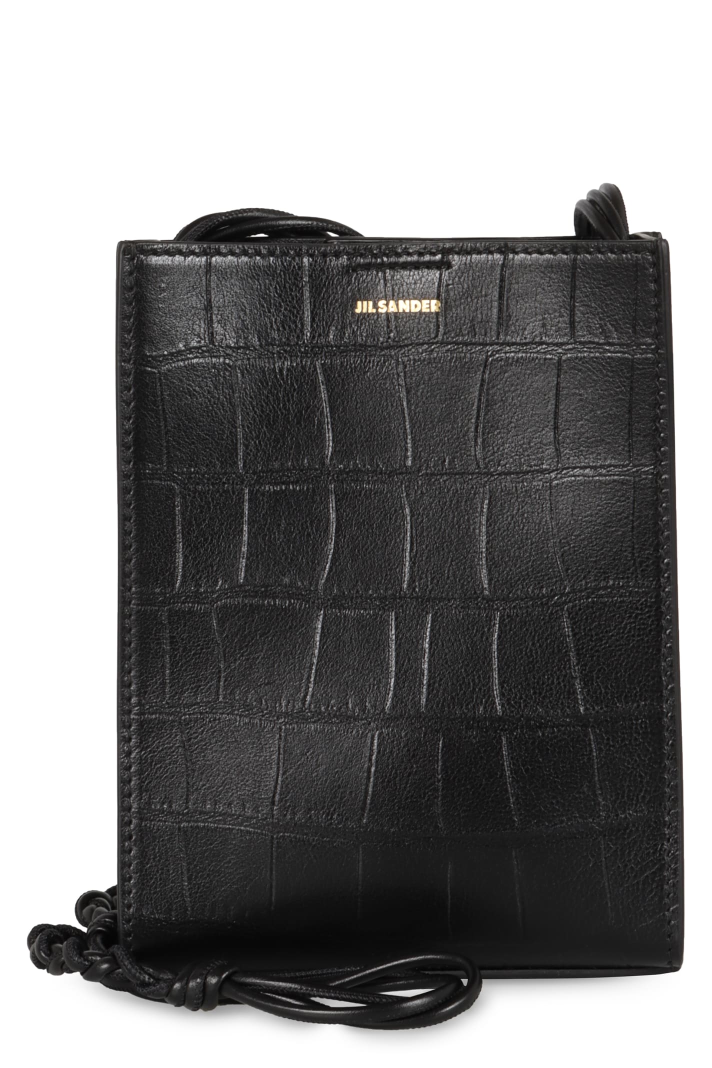 Shop Jil Sander Tangle Leather Crossbody Bag In Black