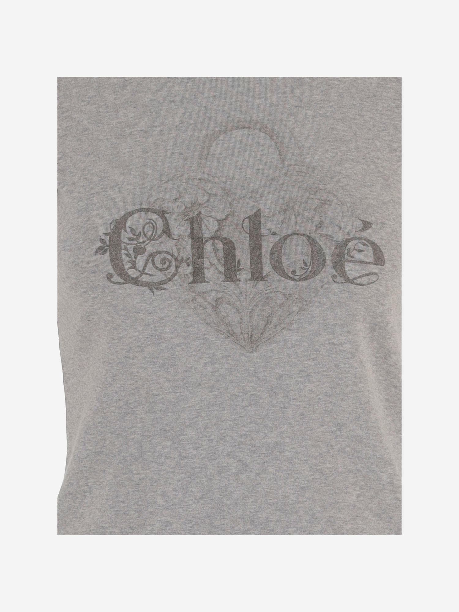 Chloé Baby Fit Logo T-shirt In Cotton Jersey In Gray
