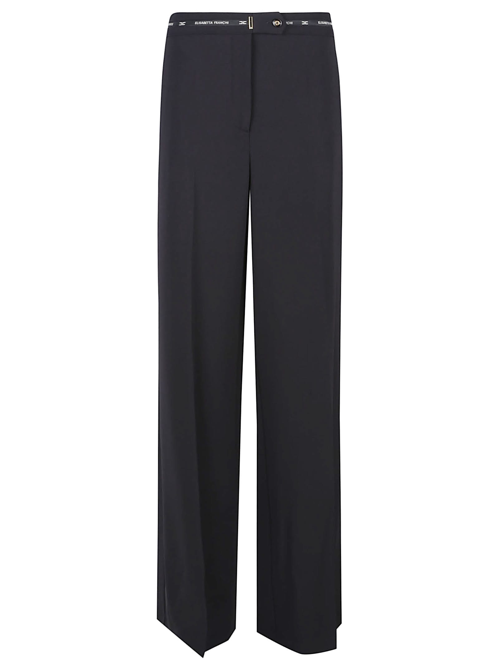 Elisabetta Franchi Trousers Straight Leg Pockets Belt Loops In Black