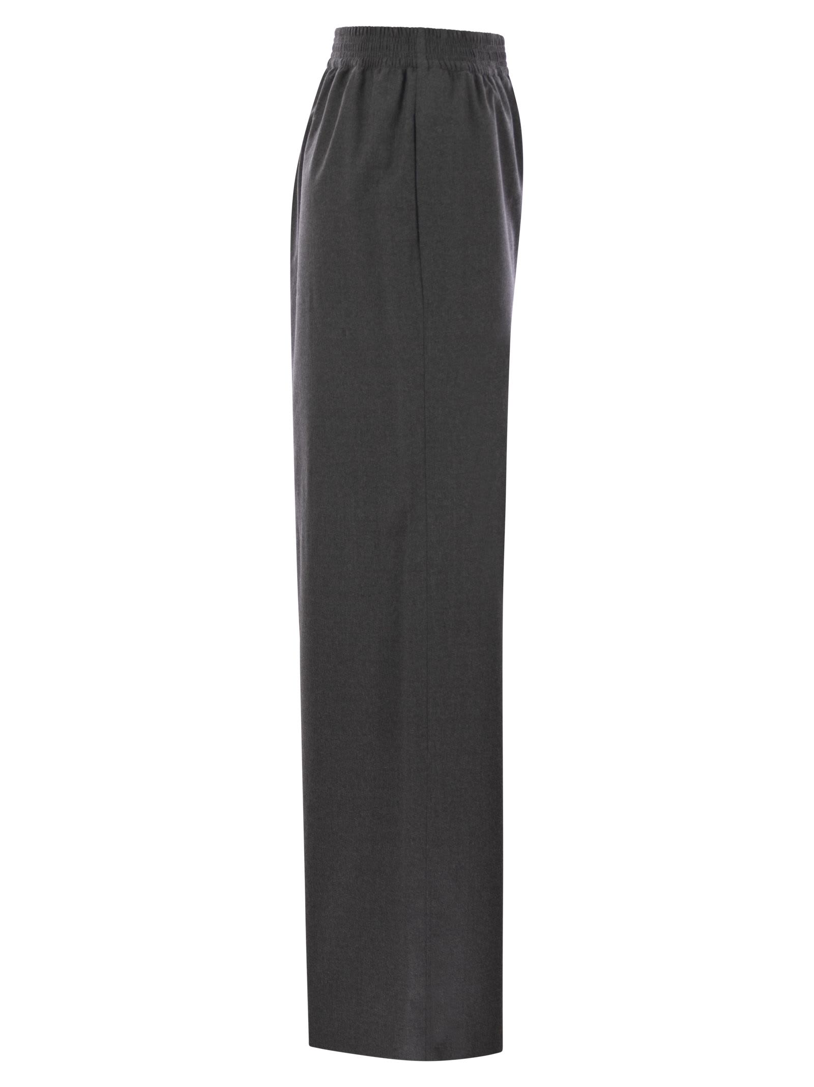 Fabiana Filippi Wide Flannel Trousers In Anthracite