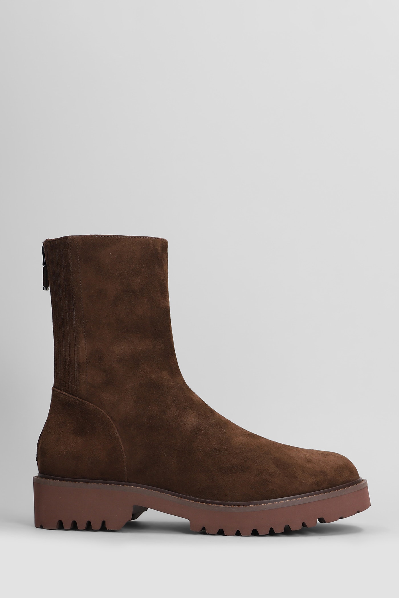 Eliz Combat Boots In Brown Suede