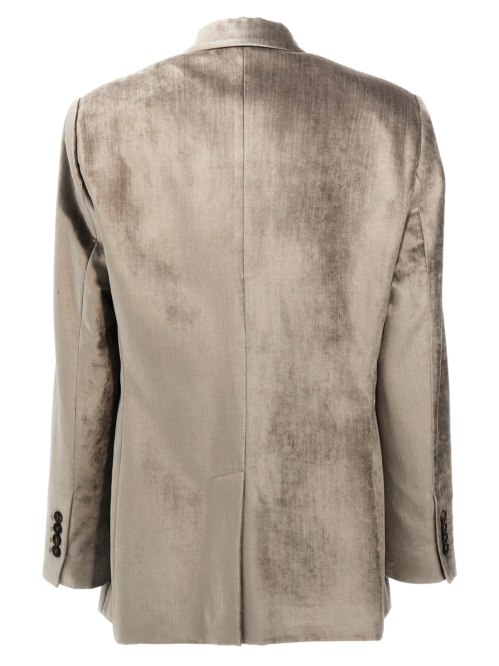 Shop Brunello Cucinelli Single-breasted Chenille Blazer In Gray