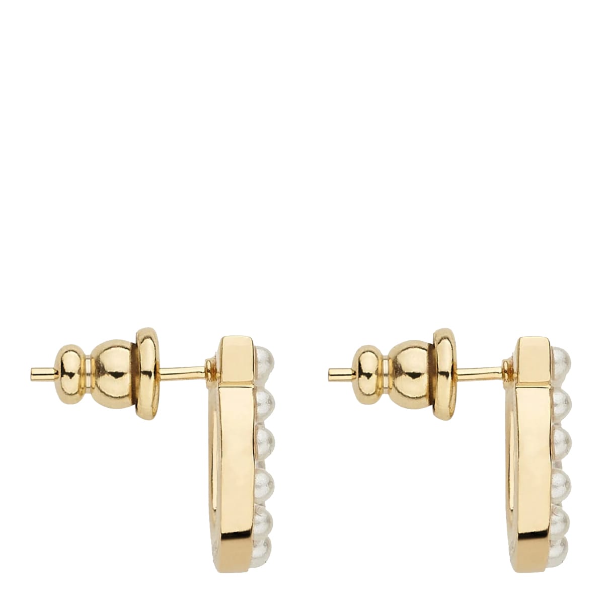 Ferragamo Gancini Earrings Gold-tone Finish Pearl Embellishments In Gold