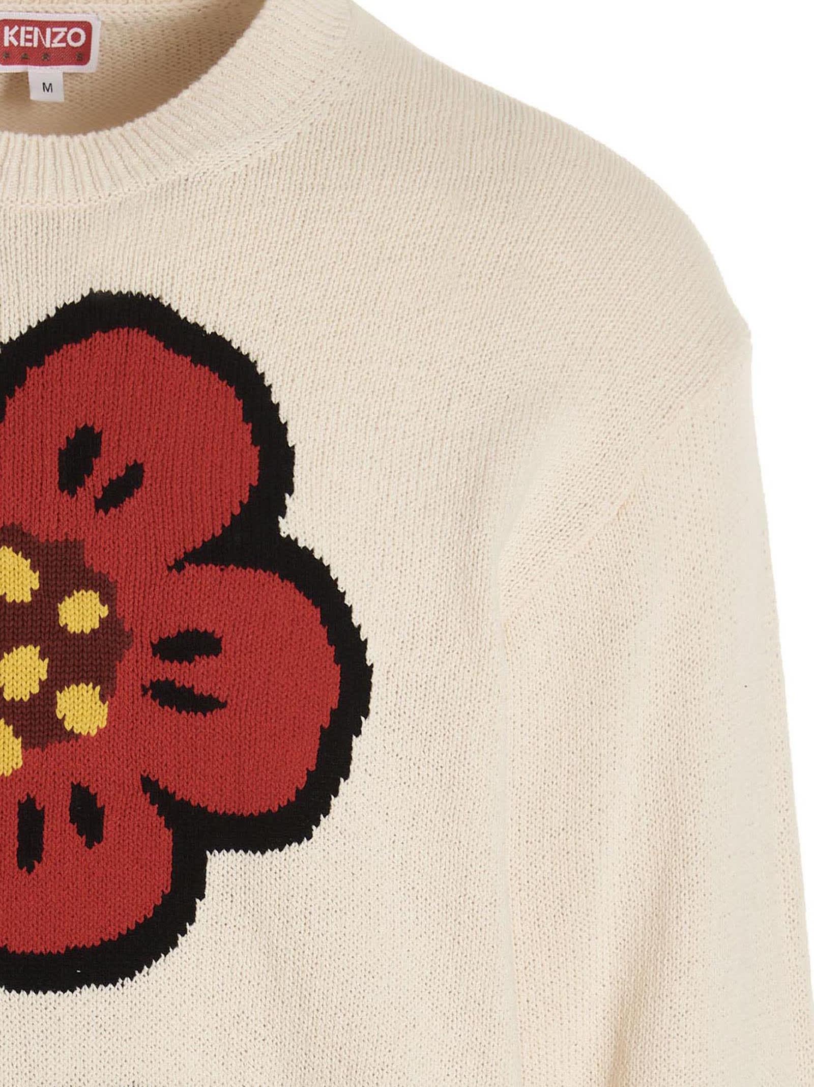 Shop Kenzo Boke Flower Sweater In Blanc Casse