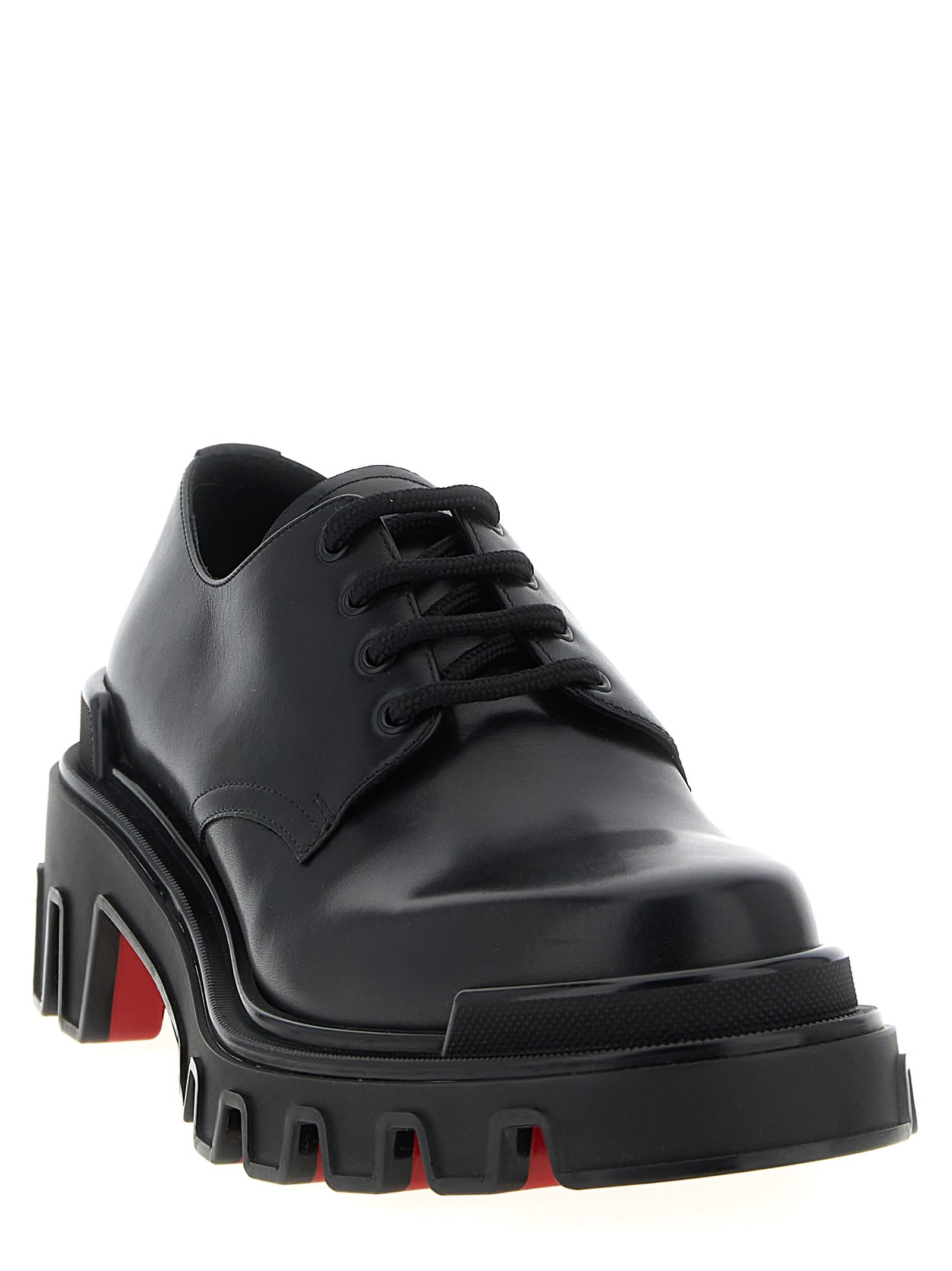 Christian Louboutin Trott Dune Uomo Lugged Plain Toe Derby In Black
