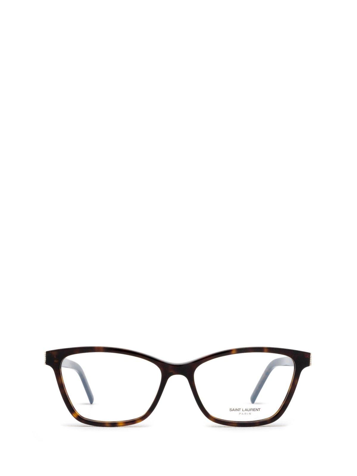 Shop Saint Laurent Square Frame Glasses In 006 Havana Havana Transpa