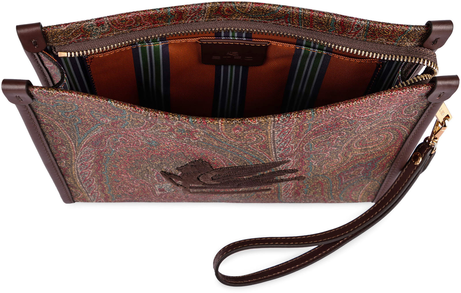 Shop Etro Jacquard Fabric Clutch In Brown