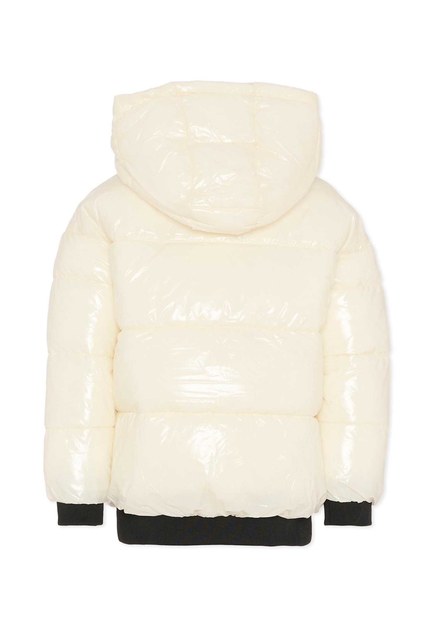 Karl Lagerfeld Ivory Down Jacket For Girl With Logo In White