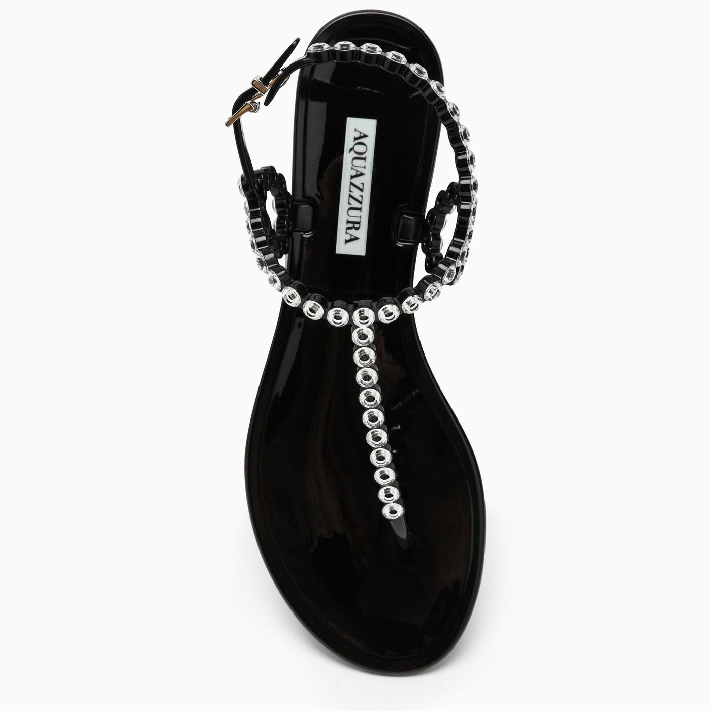 Shop Aquazzura Almost Bare Black Sandal With Crystals In Nero