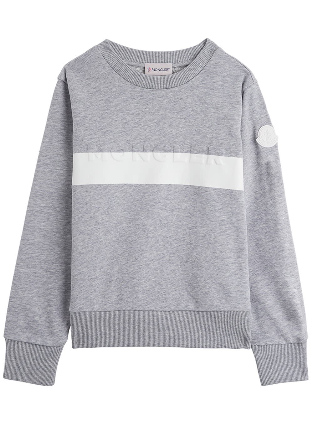 Moncler Kids' Grey Jersey Sweatshirt With Logo In Grigio