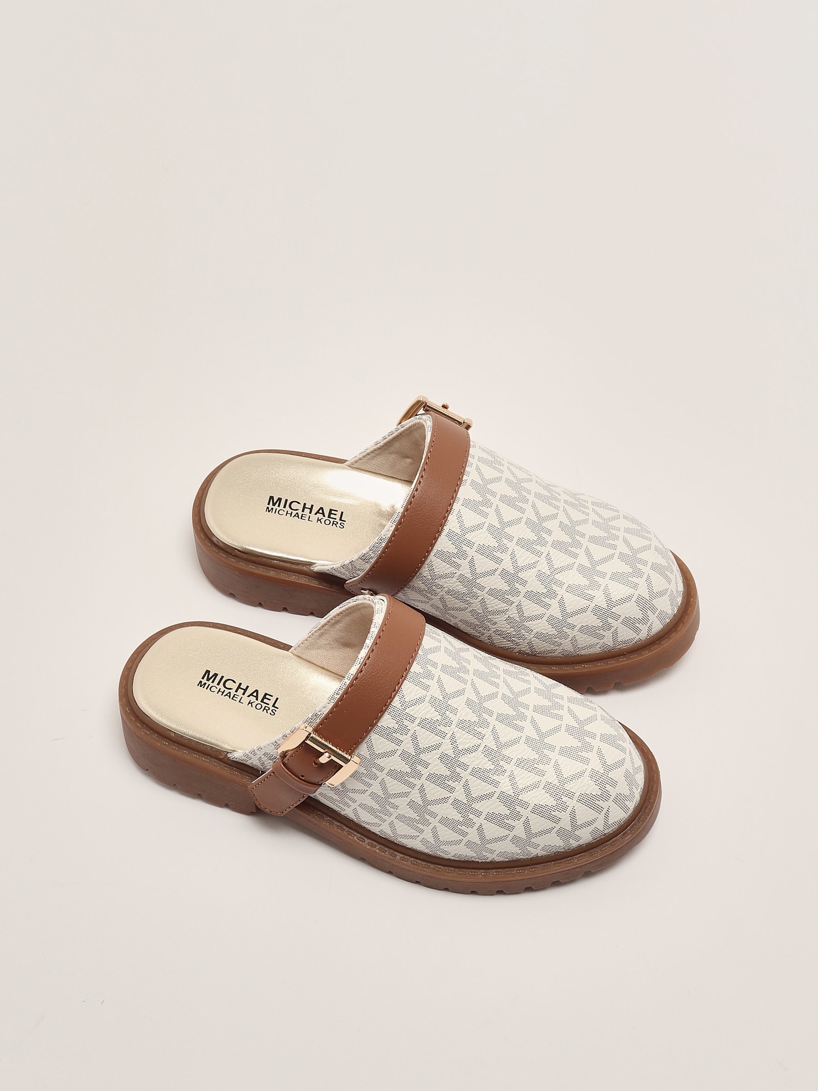Michael Kors Monogram Sandals In Neutral