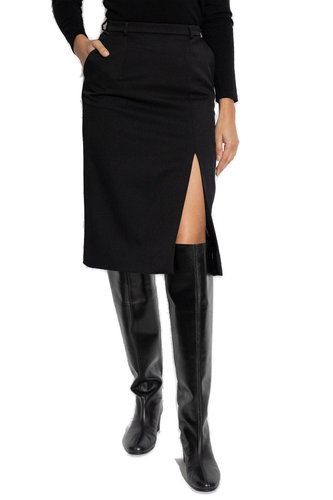 Shop Dolce & Gabbana Side Slit Midi Skirt In Black