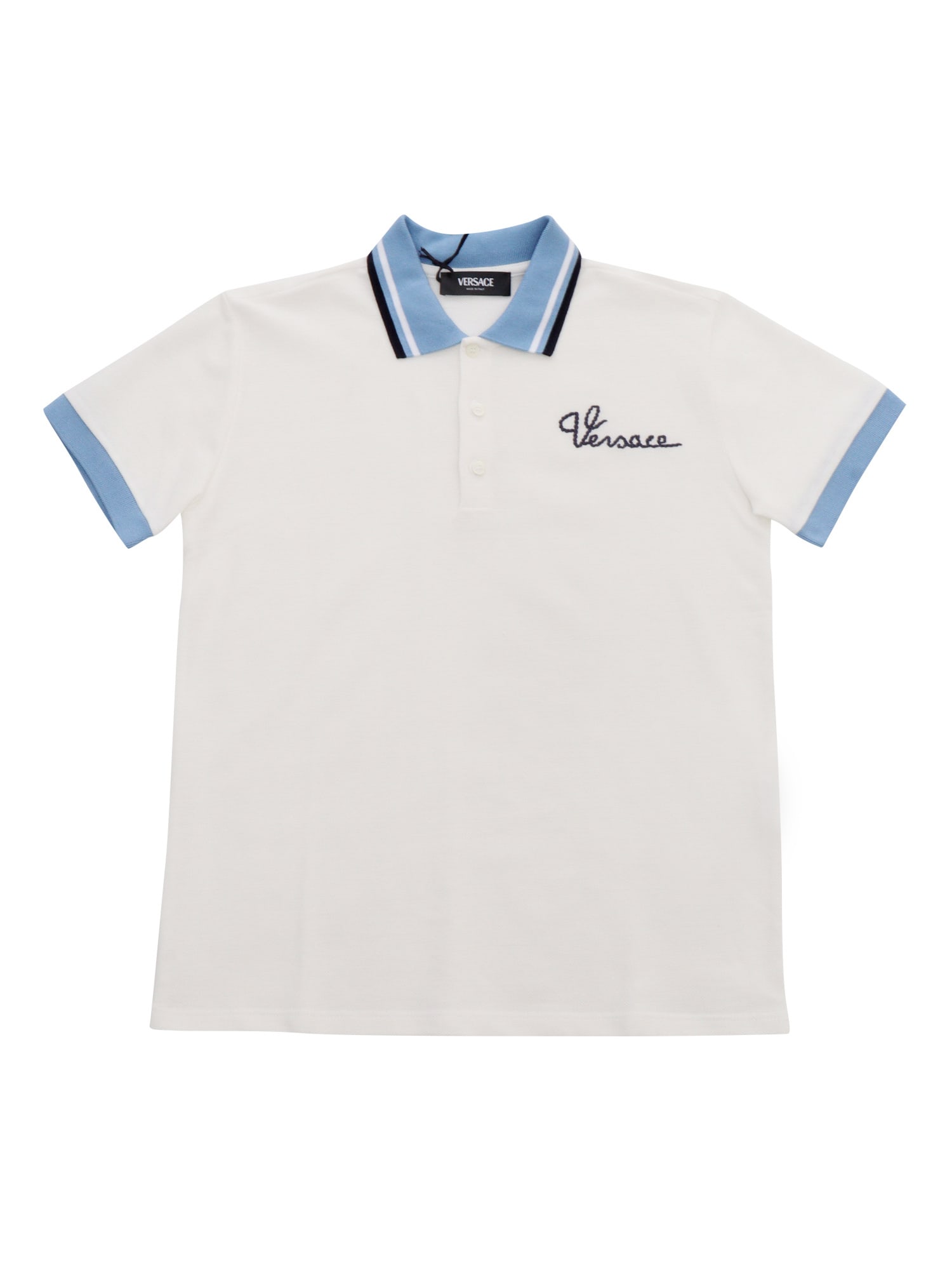 Versace Kids' Polo With Logo In White