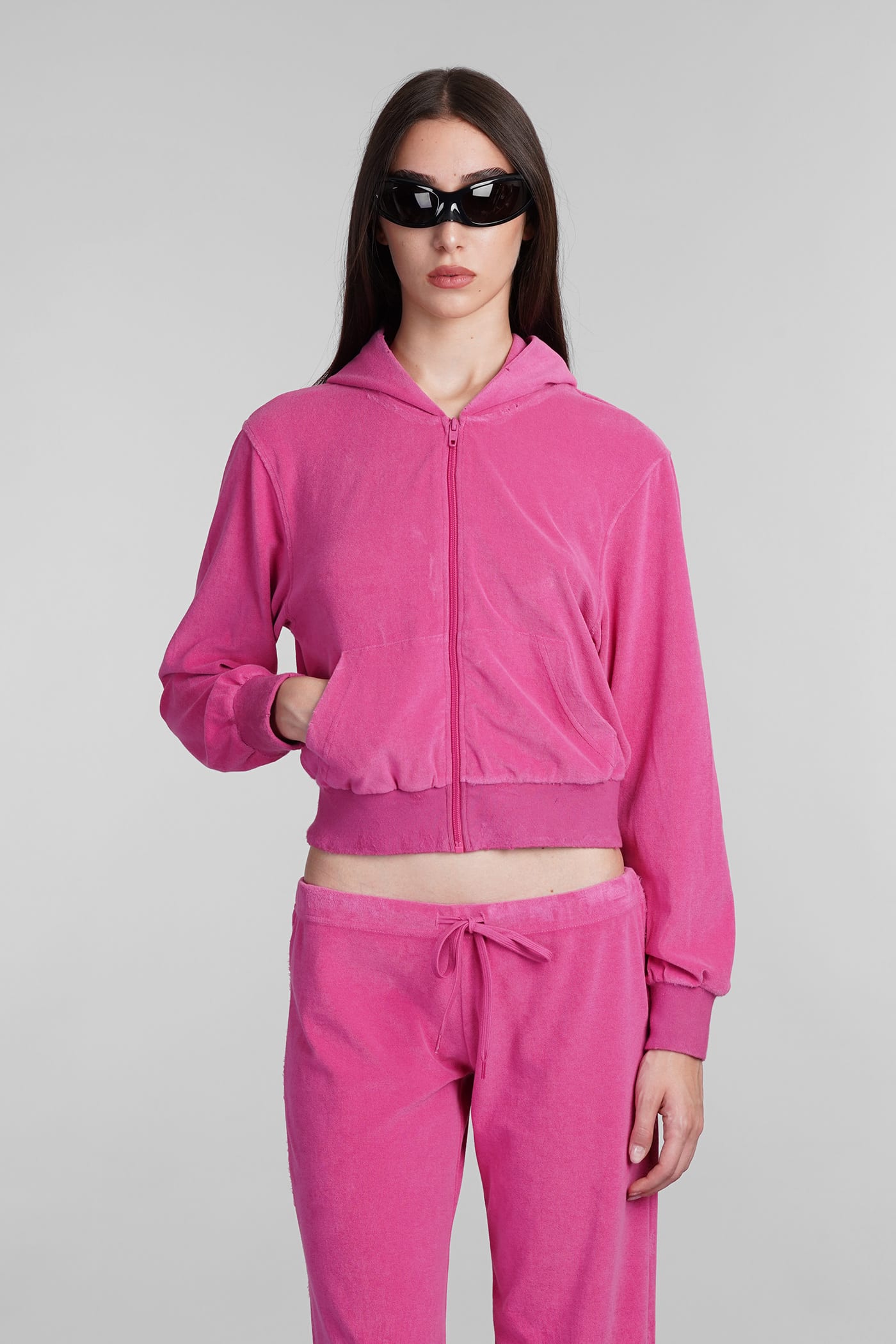 Shop Balenciaga Sweatshirt In Fuxia Cotton