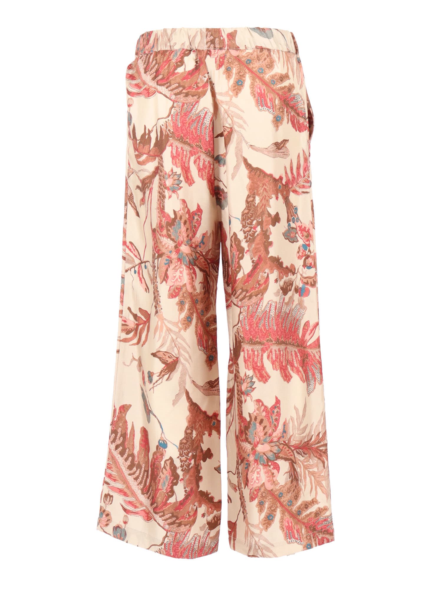 Weekend Max Mara Elastic Waistband Wide Leg Floral Print Trousers In Animal Print