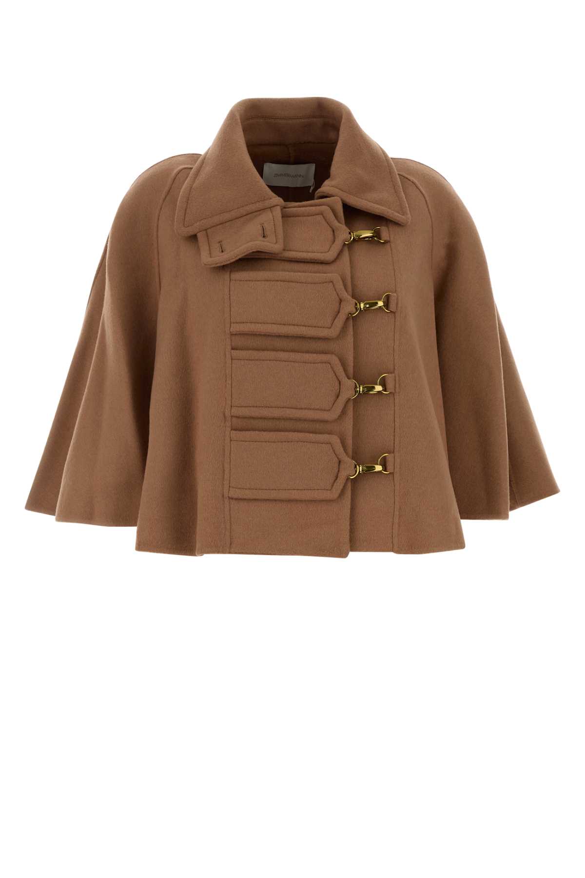 Zimmermann Peach Wool Blend Hypnotic Cape In Brown