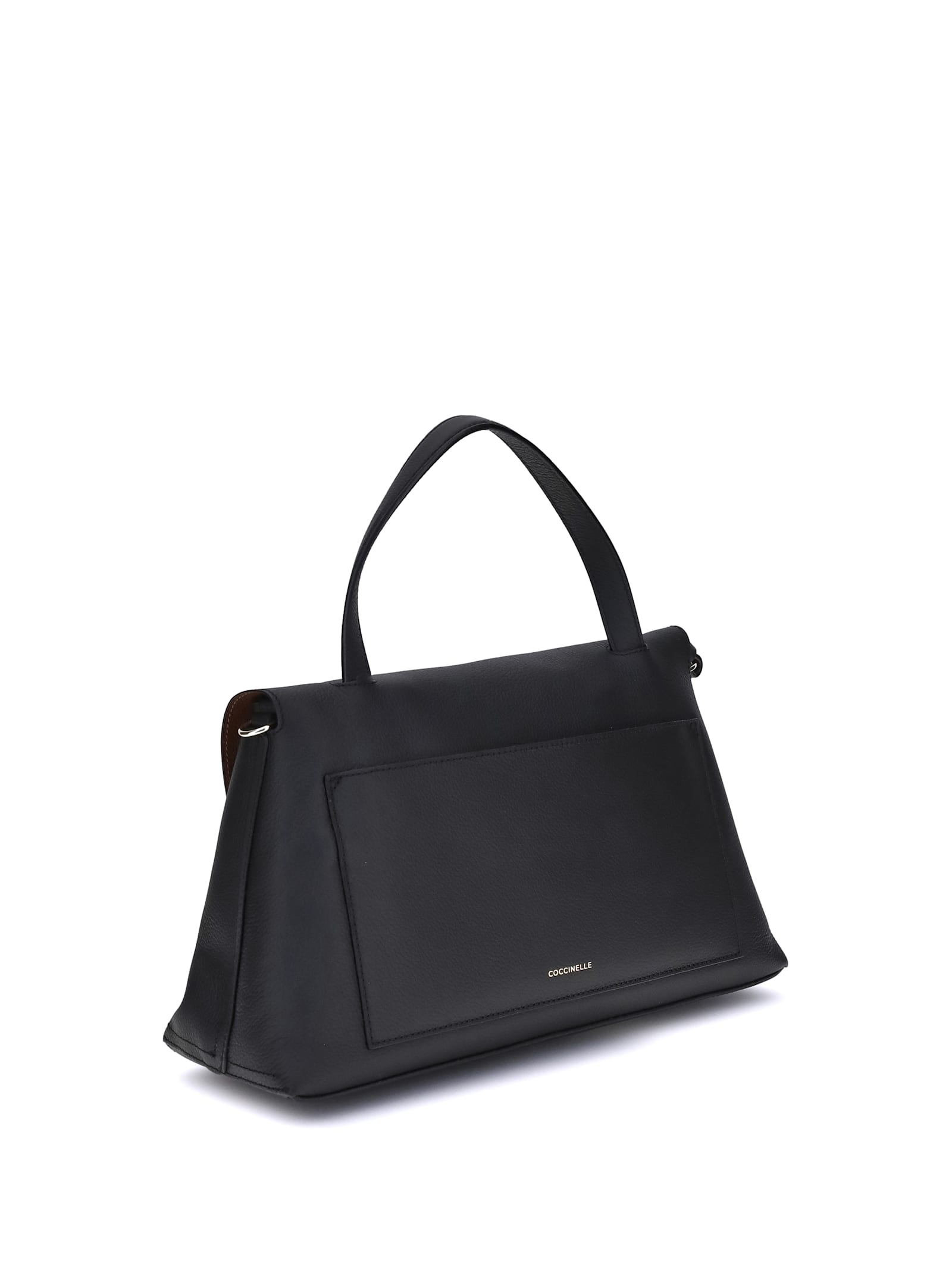 Coccinelle Black Foldover Top Handbag With Clasp Fastening And Zip Pocket
