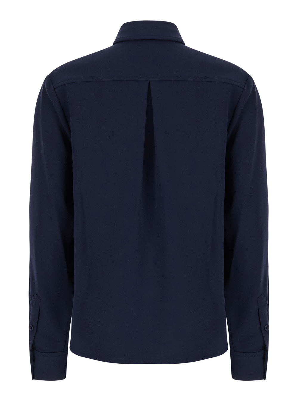 Shop Michael Michael Kors Blue Shirt With Classic Collar And Epaulettes In Tech Fabric Woman