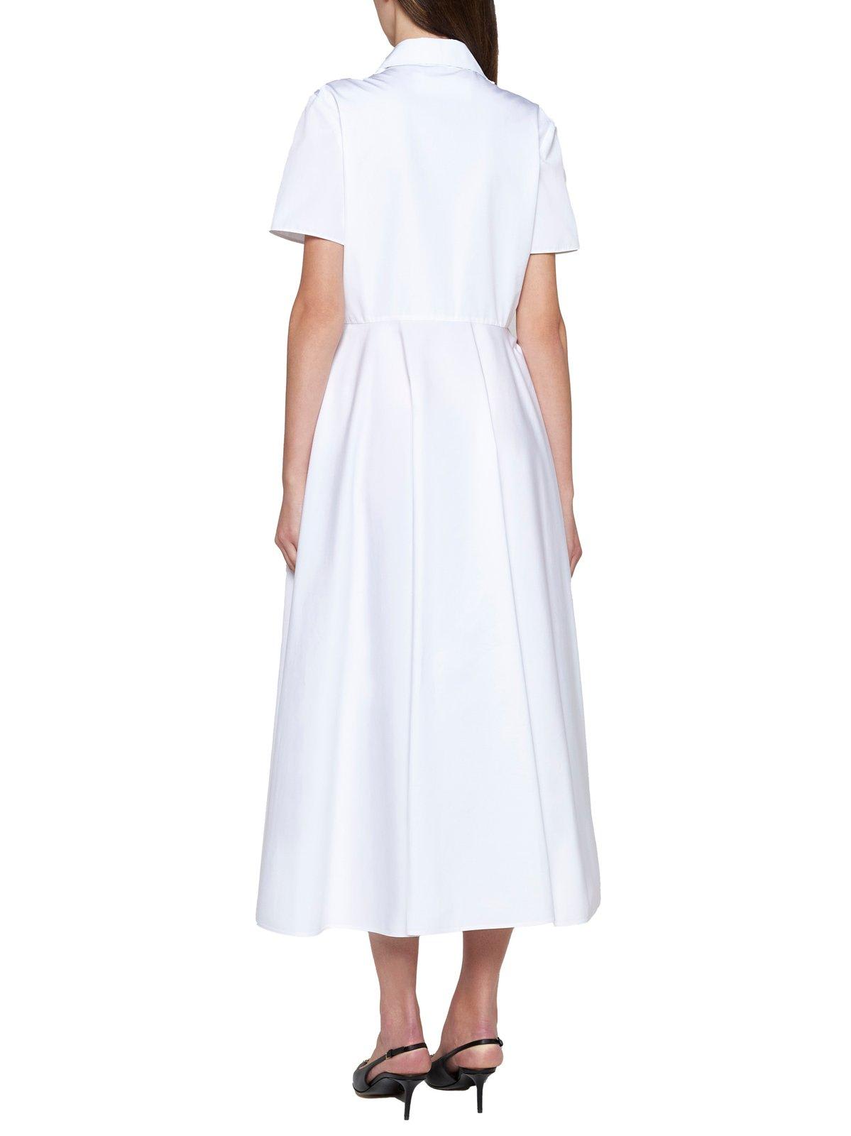 Shop Valentino Cut-out Short-sleeved Midi Dress In White