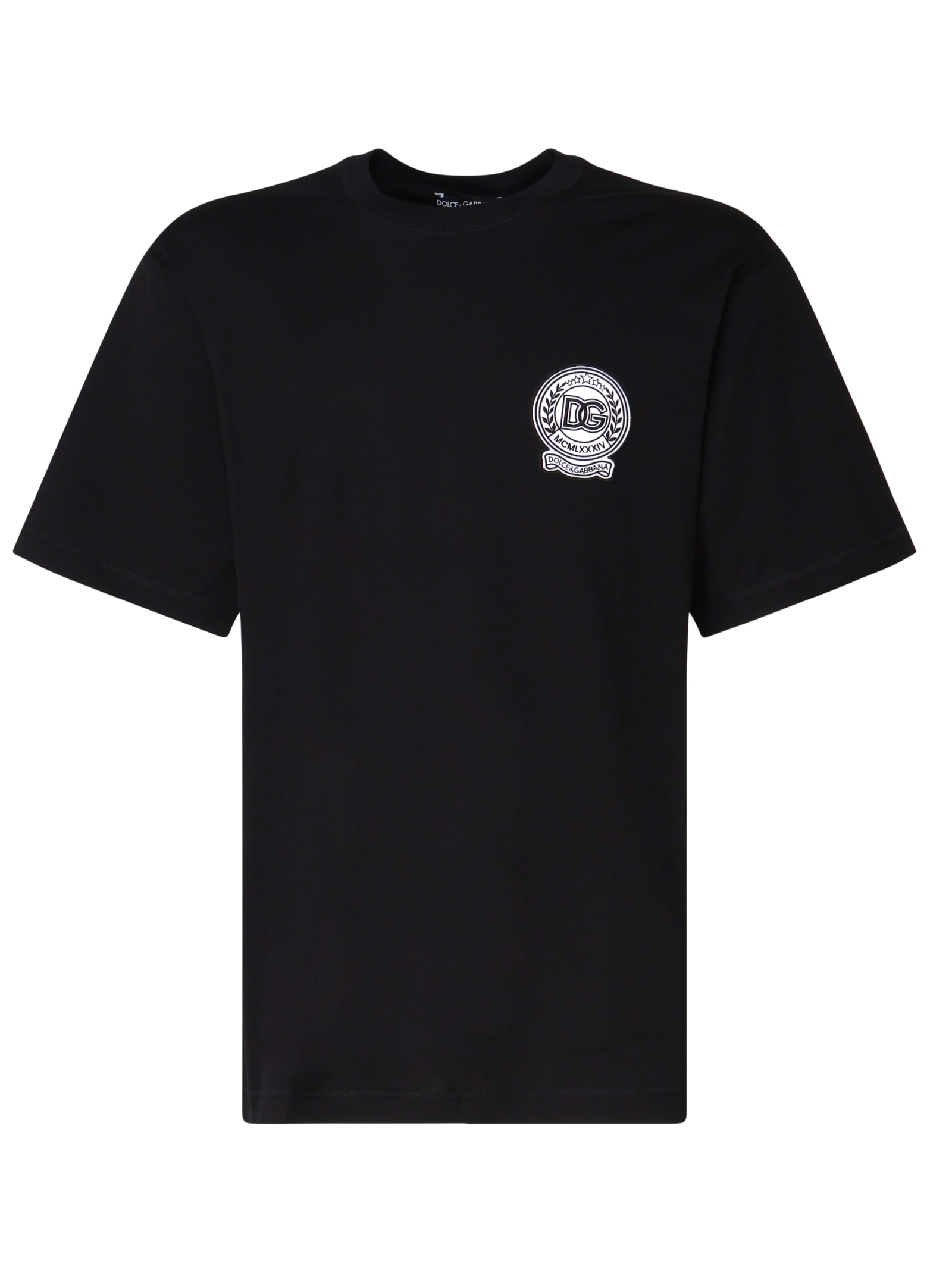 Shop Dolce & Gabbana Cotto Logo T-shirt In Black