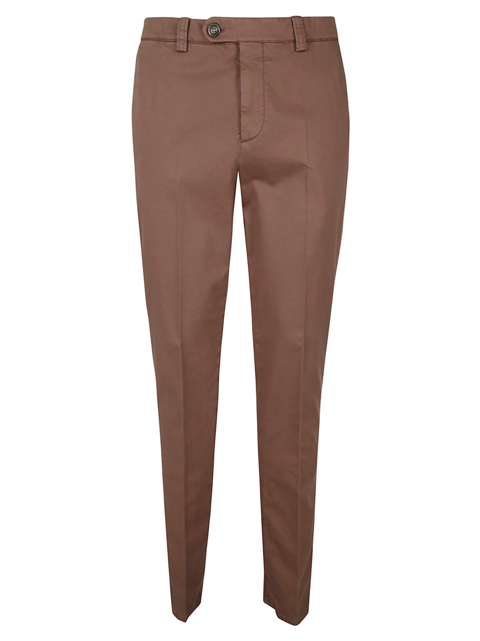 Brunello Cucinelli Regular Fit Plain Trousers In Cacao