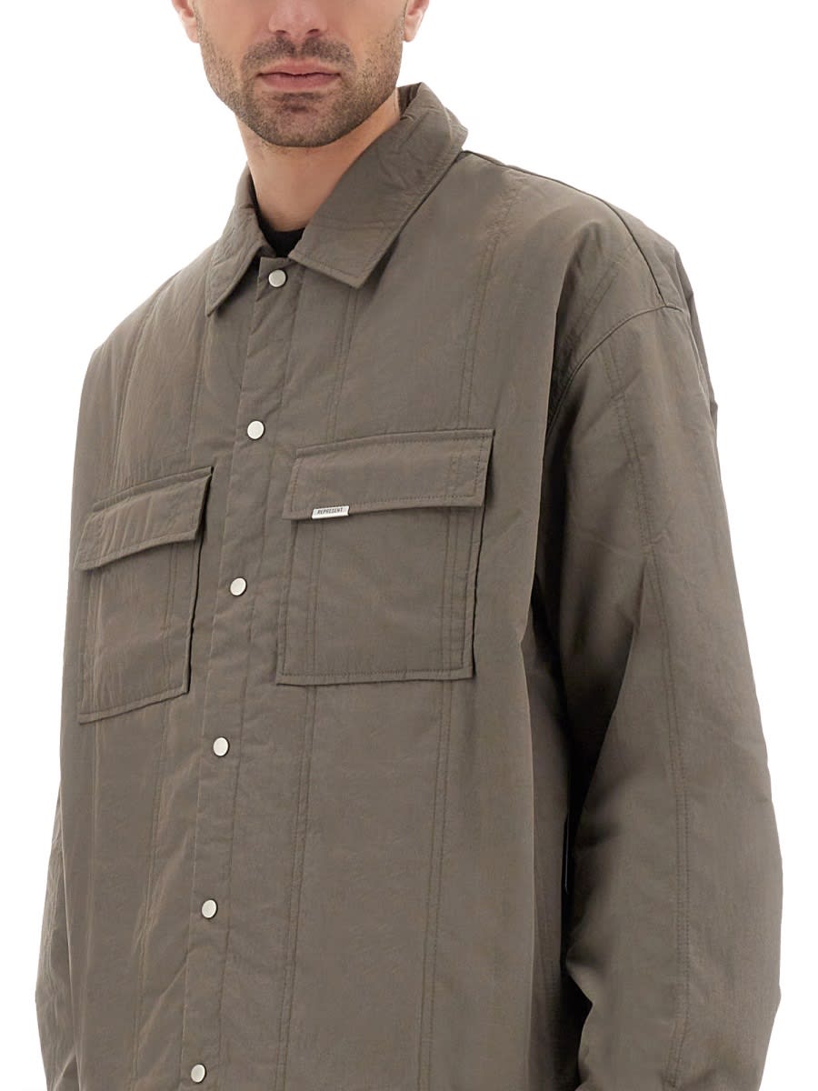 Represent Quilted Overshirt With Dual Chest Pockets In Green
