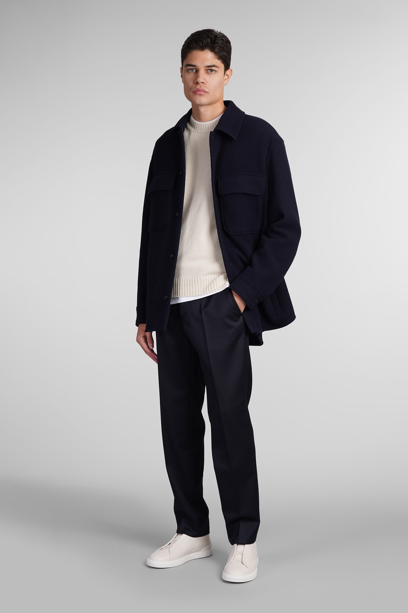 Shop Emporio Armani Casual Jacket In Blue Wool