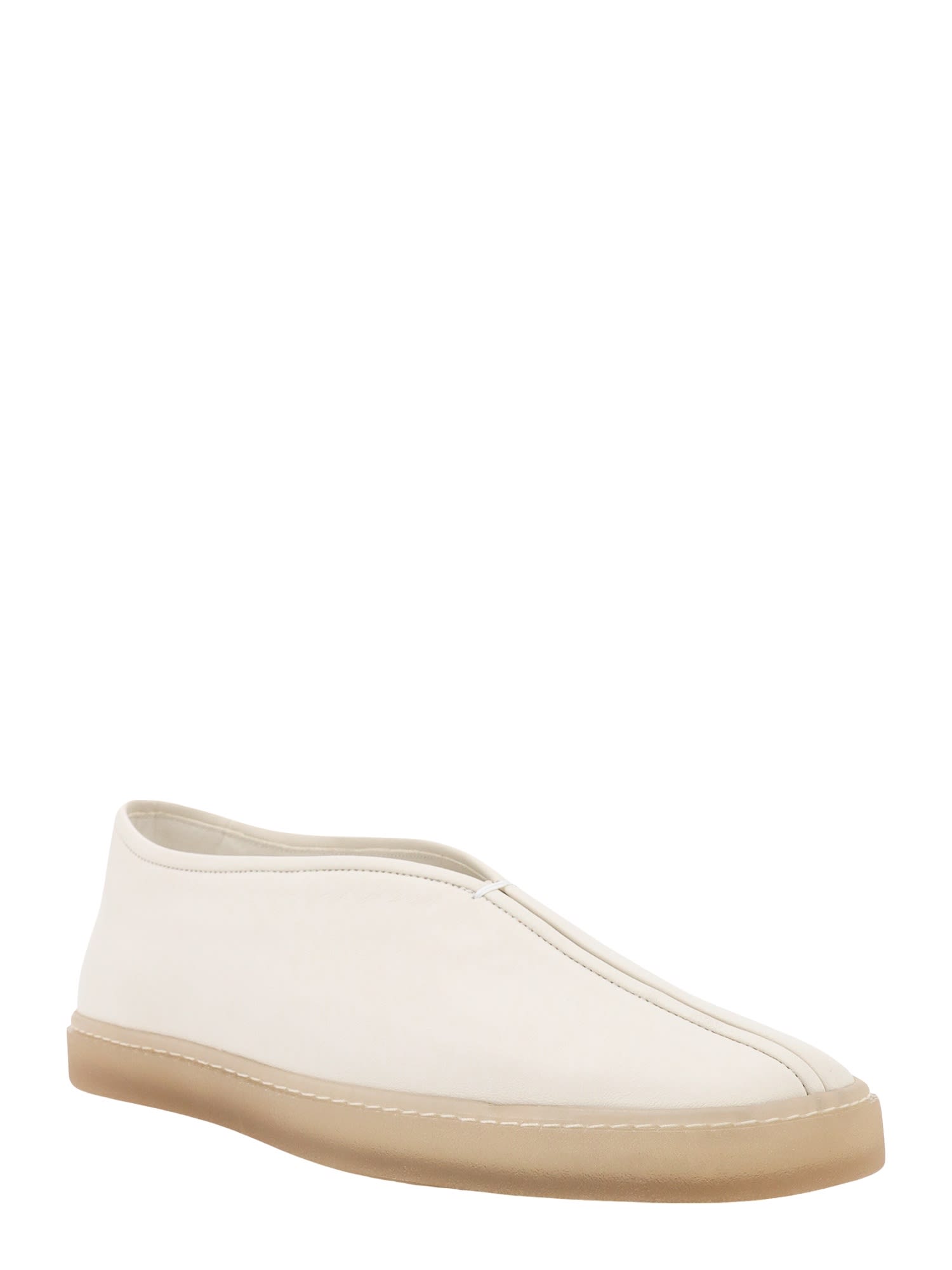 Shop Lemaire Piped Sneakers In Clay White