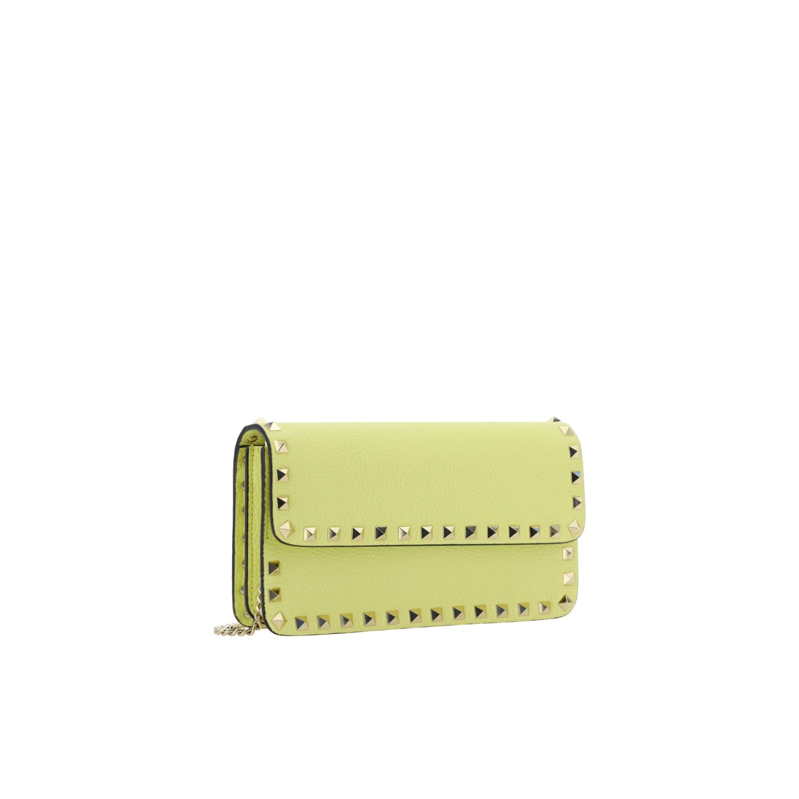 Shop Valentino Garavani Leather Rockstud Handbag In Yellow