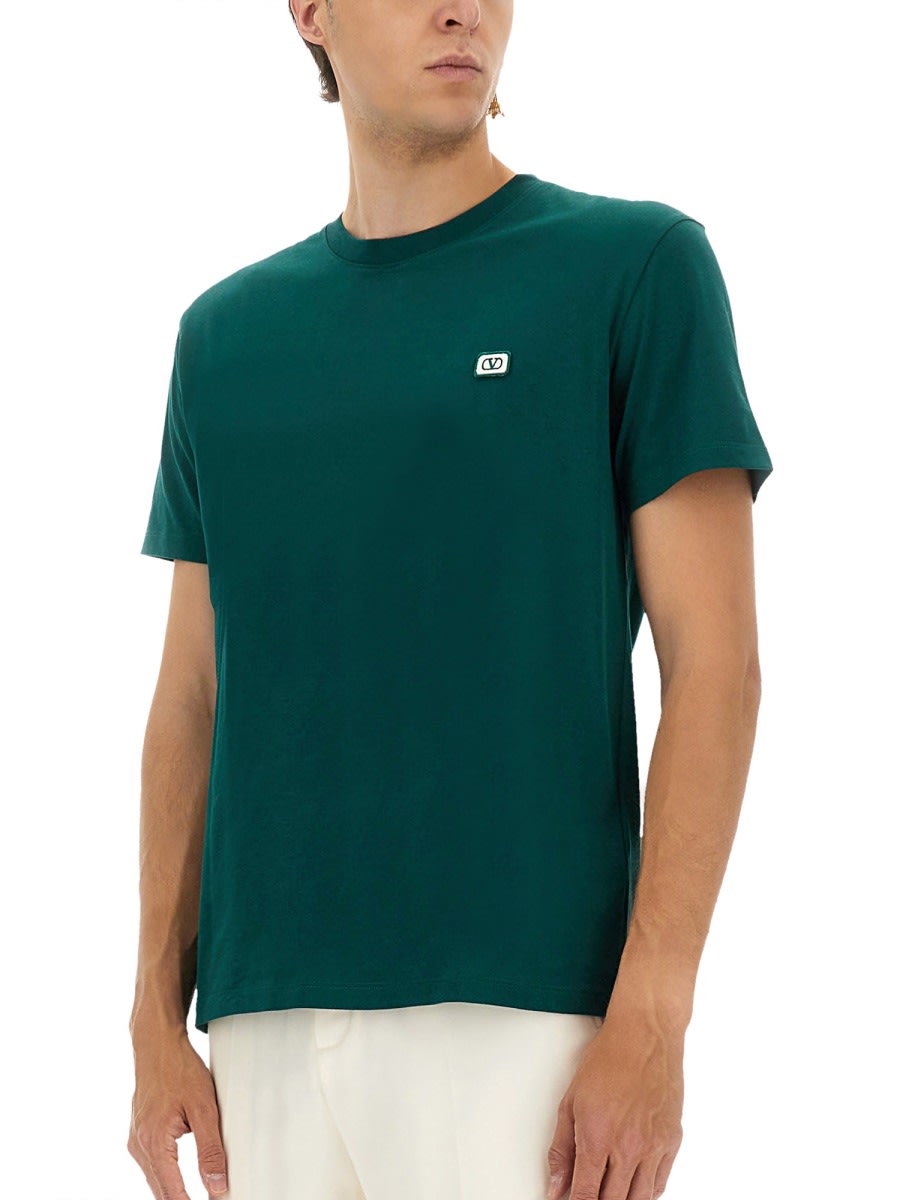 Valentino Garavani T-shirt With Signature Vlogo In Gray