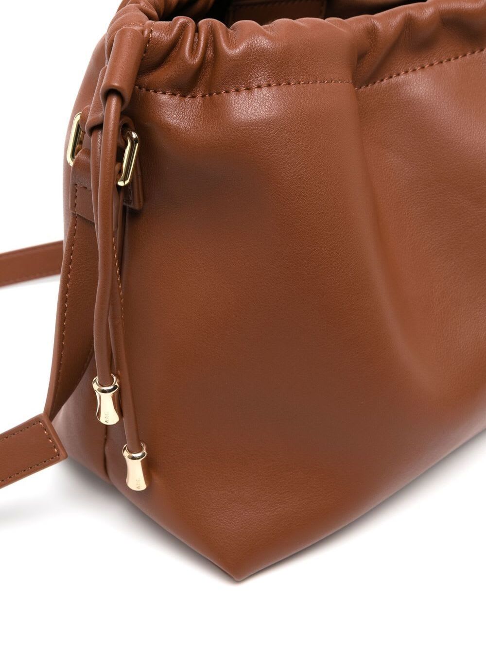 Apc Btown Crossbody Bag With Logo Lettering On The Front And Drawstring Closure In Ecoleather Woman In Brown