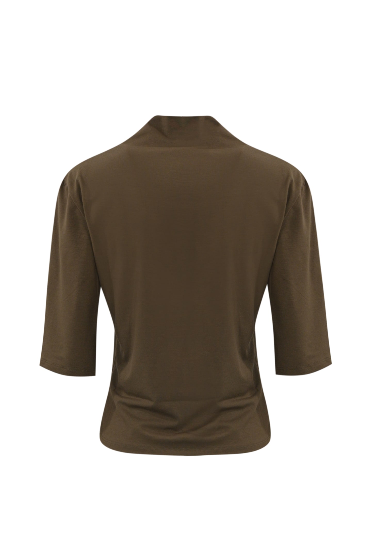 Pinko Macchina Sweater In Viscose With Logo Embroidery In Terra Scuro
