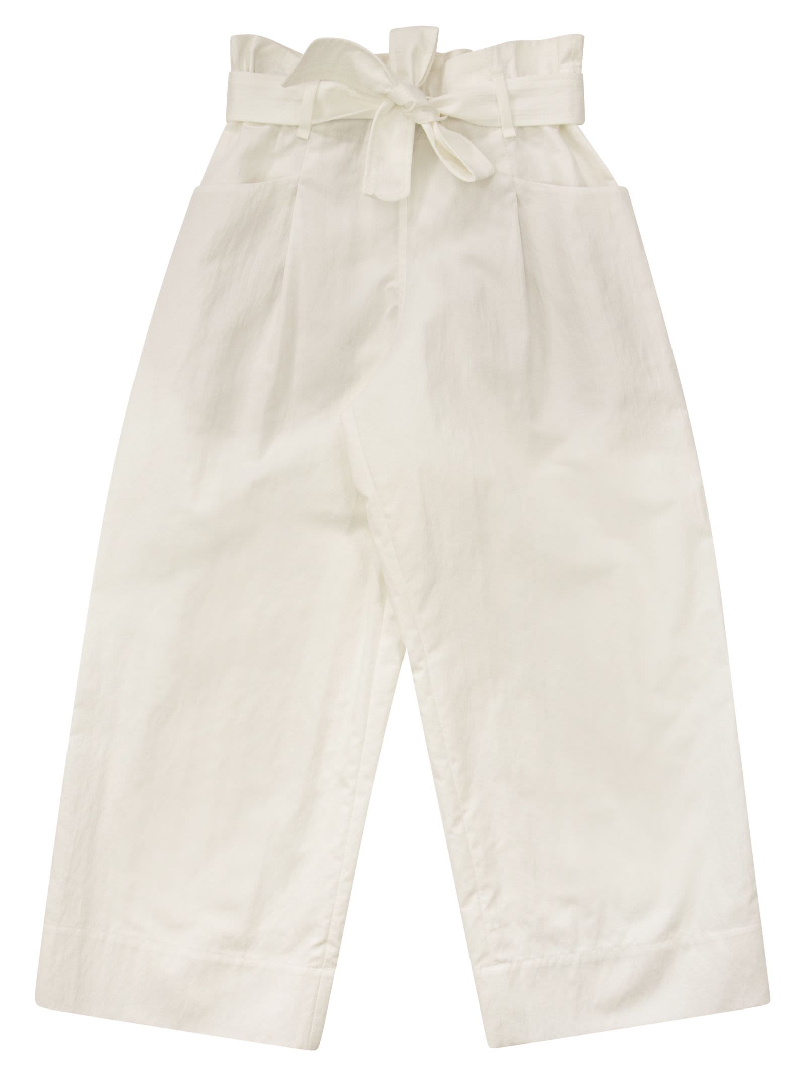 Brunello Cucinelli A-line Cotton Trousers With Belt And Necklace