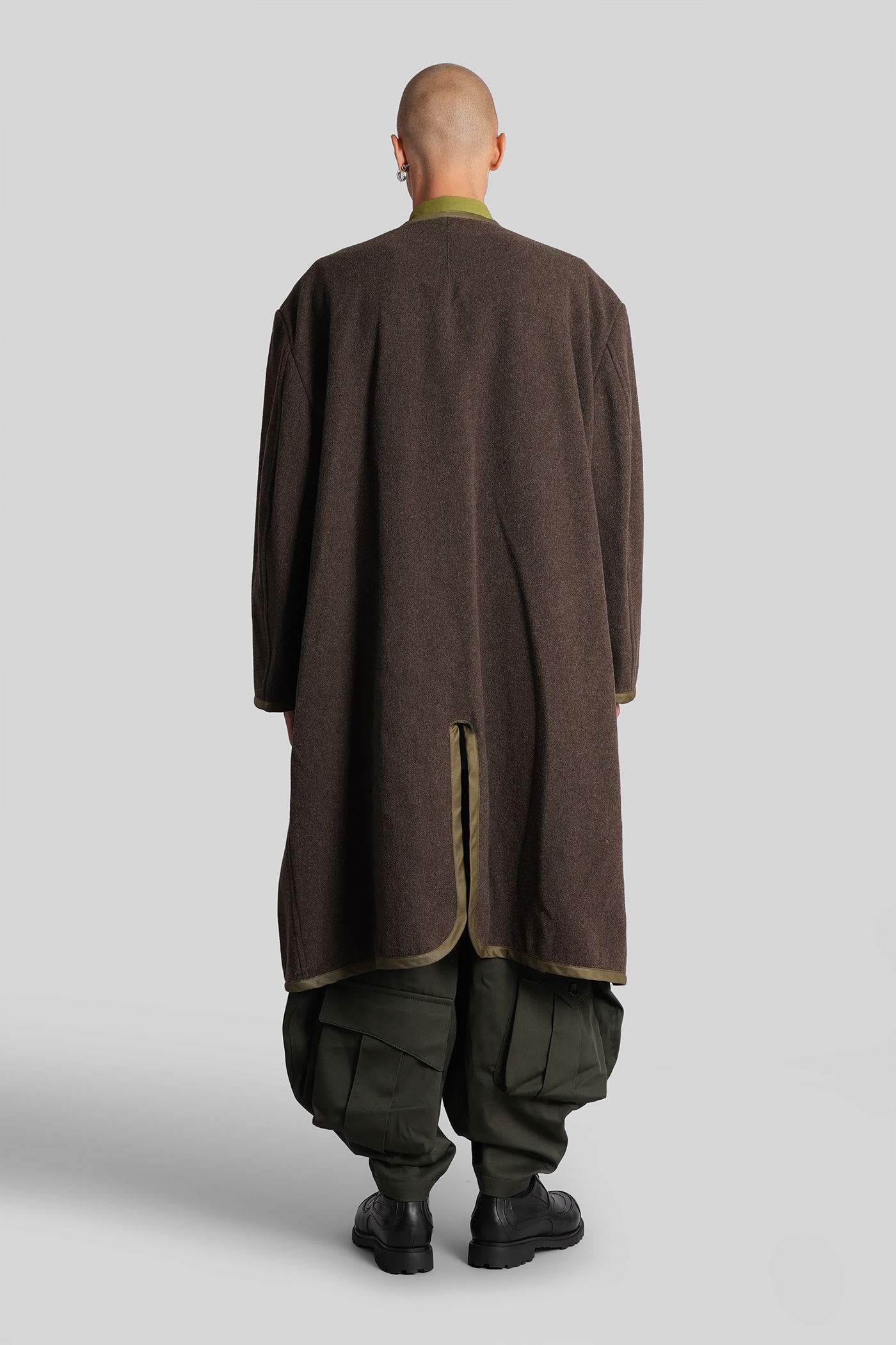 Comme Des Garçons Homme Deux Wool-blend Layered Overcoat In Black