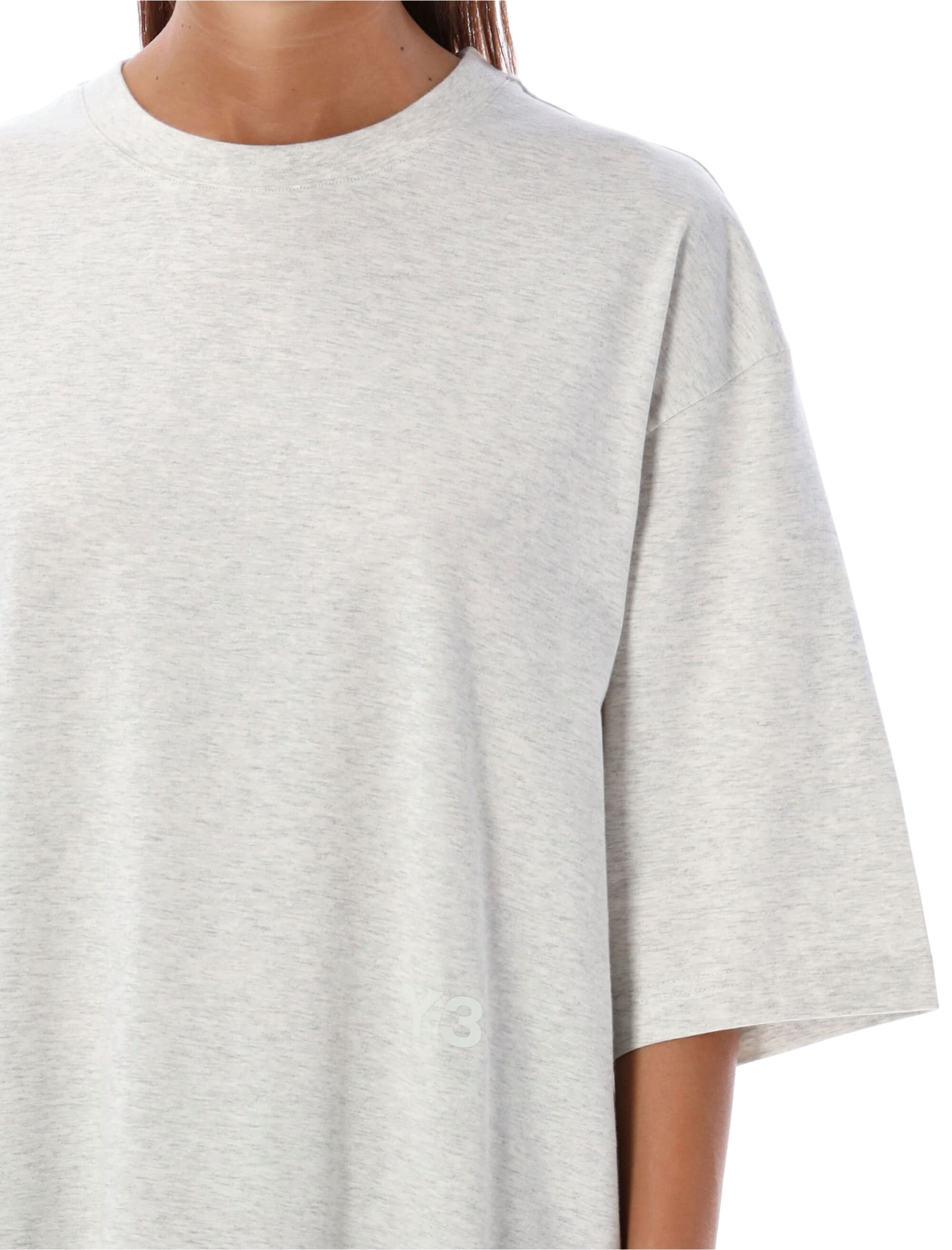 Y-3 Logo Over T-shirt In Grey Mel