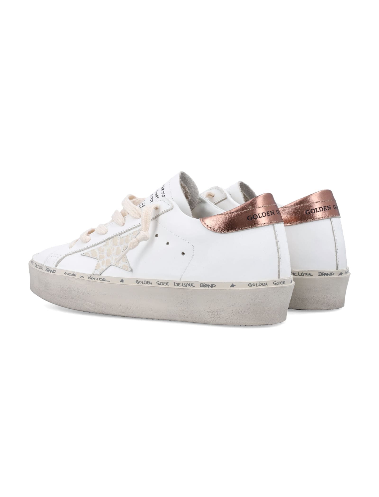 Shop Golden Goose Hi Star Sneakers In White Bronze