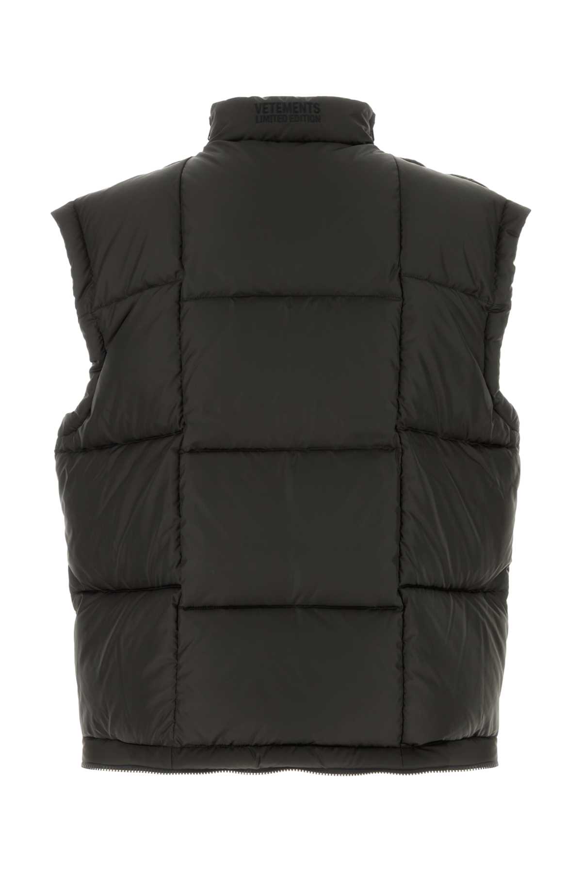 Vetements Quilted High Collar Puffer Sleeveless Jacket In Blackout