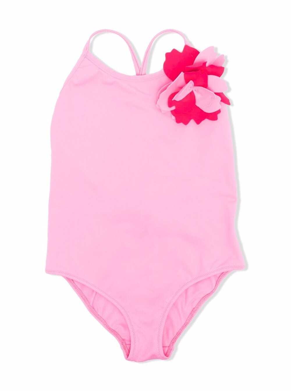 Il Gufo Kids Girls One-piece Pink Swimsuit With Flower Detail