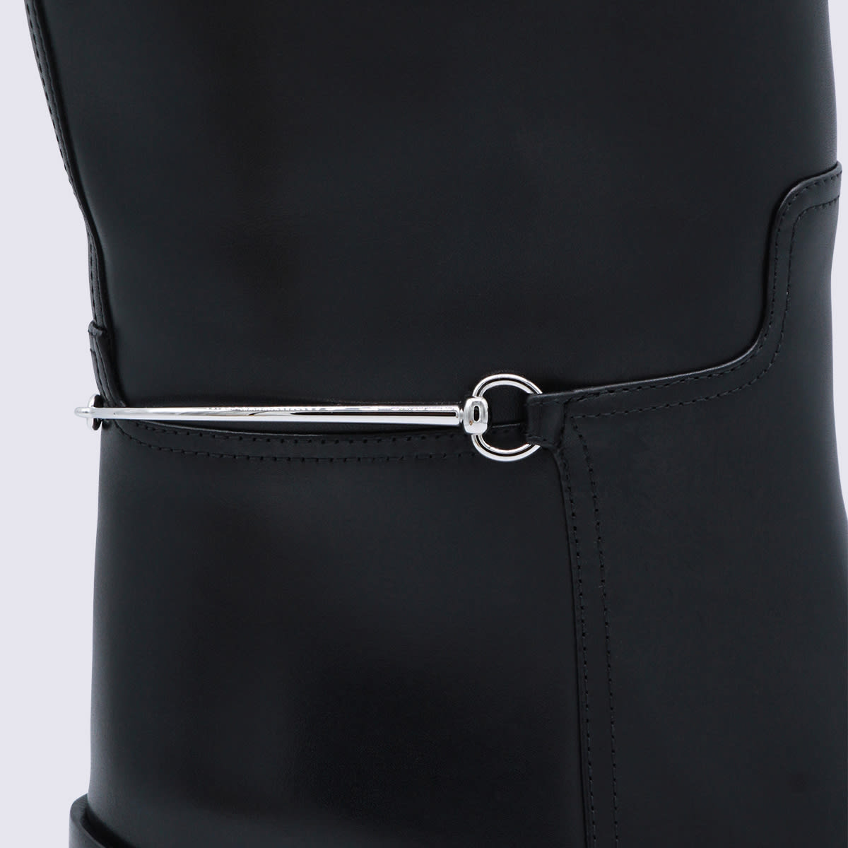Gucci Women Black Boots With Side Clamp And Web Detail In Leather Woman In Black