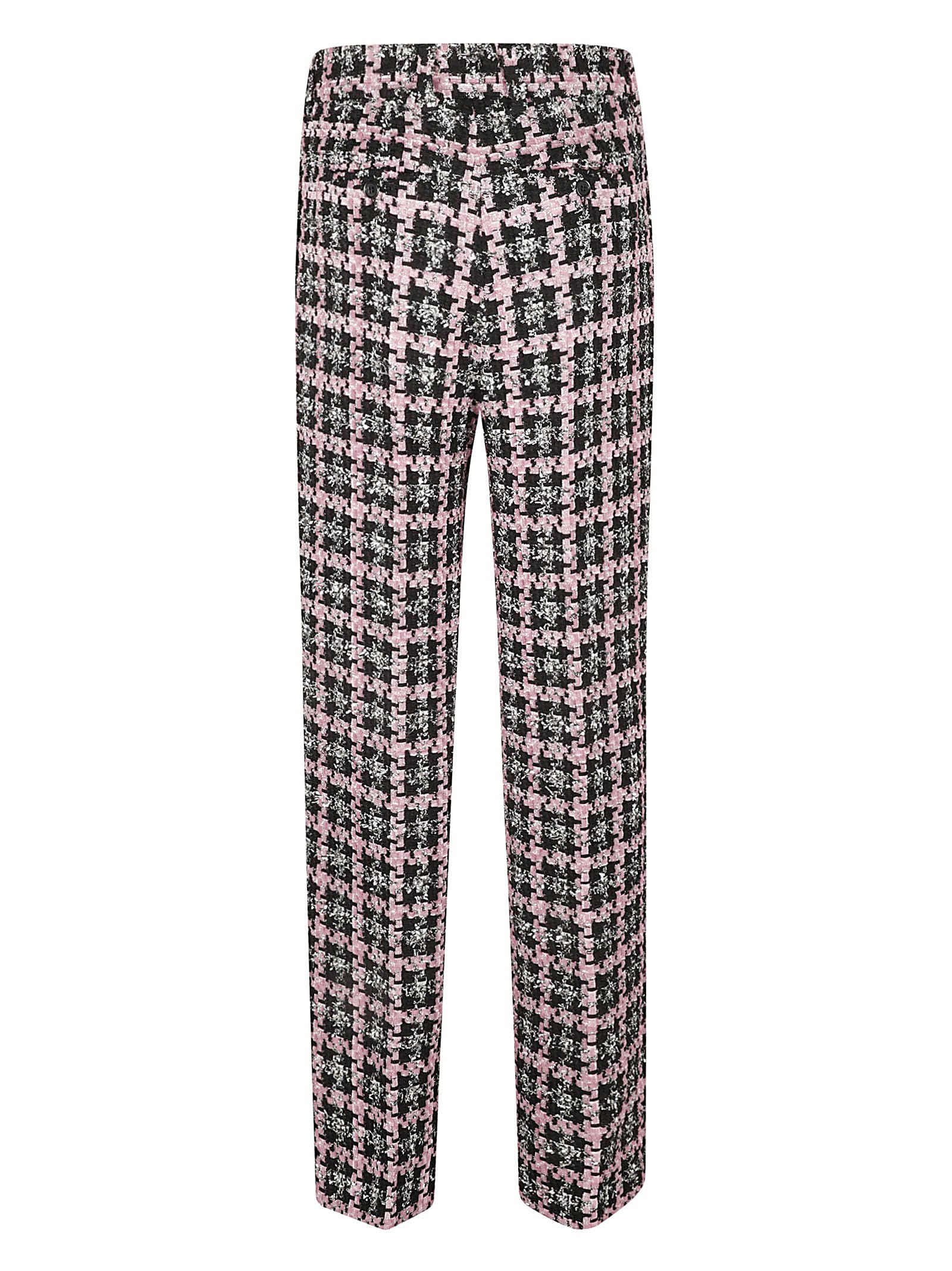 Shop Msgm Check Tweed Trousers In Black