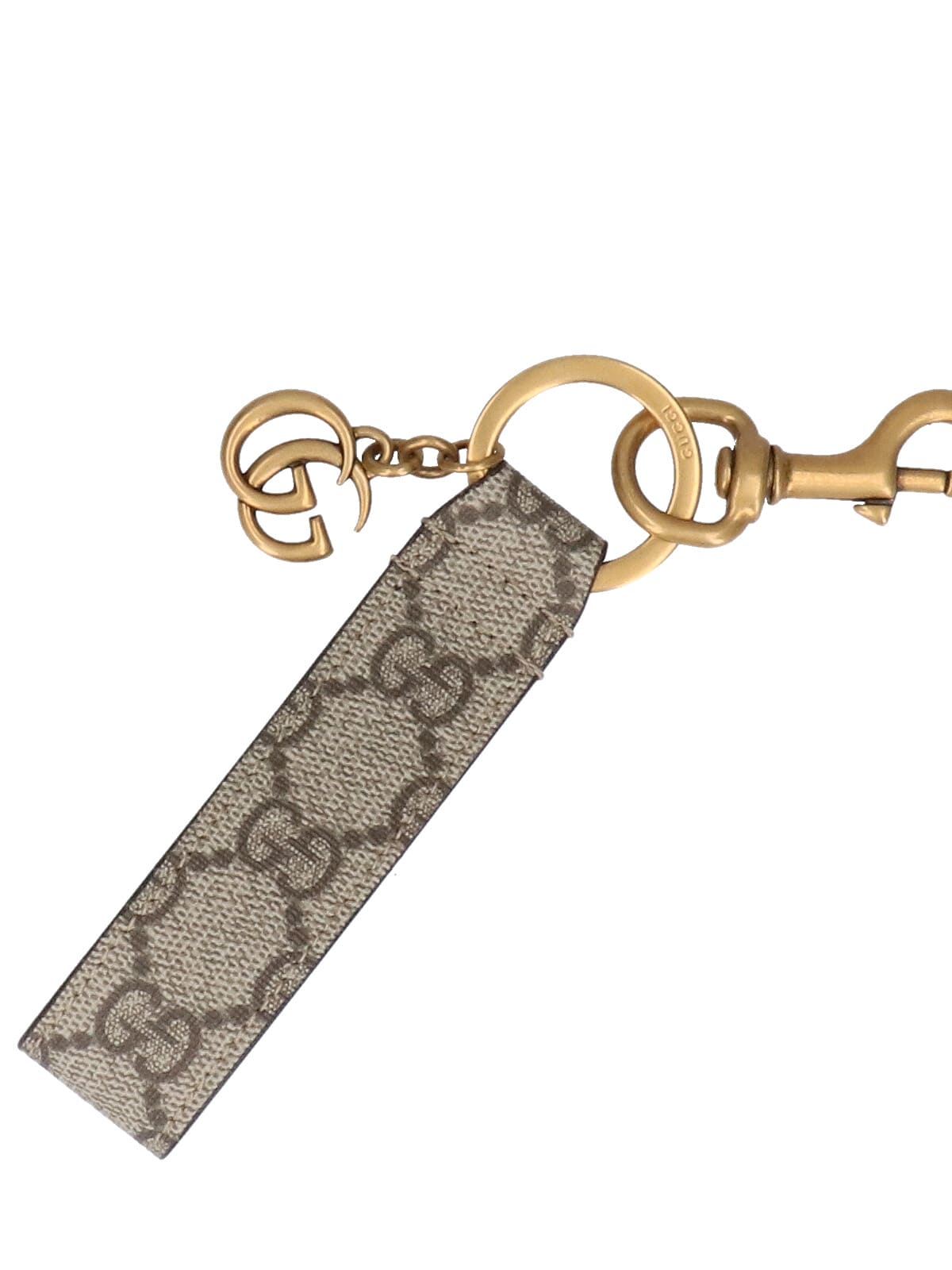 Gucci Ophidia Keychain In Gg Supreme Fabric Beige Men In Gold