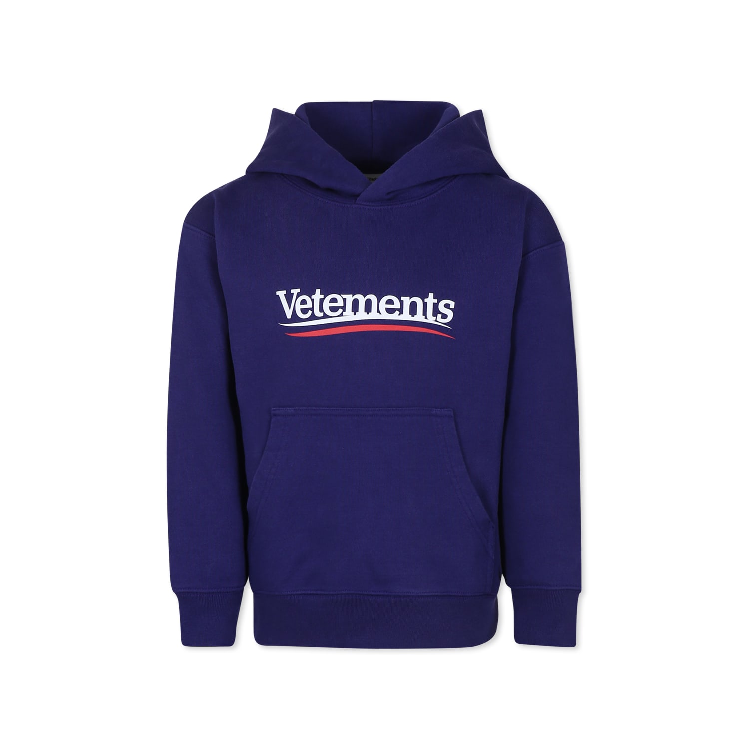 Vetements Logo-print Hoodie In Blue