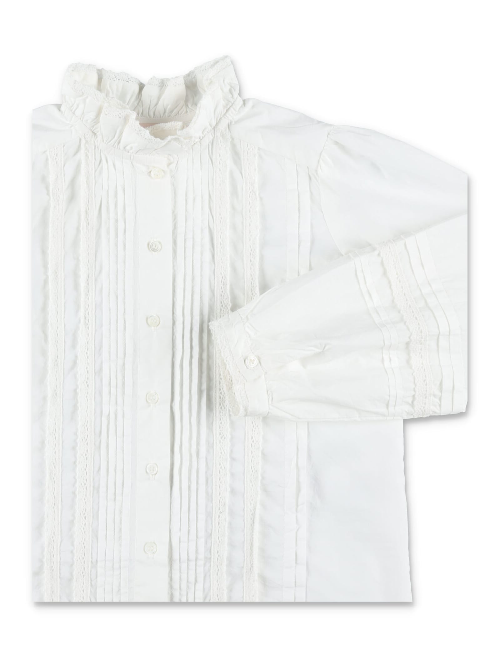 Bonpoint Emelia Girls Blouse In Organic Cotton In White