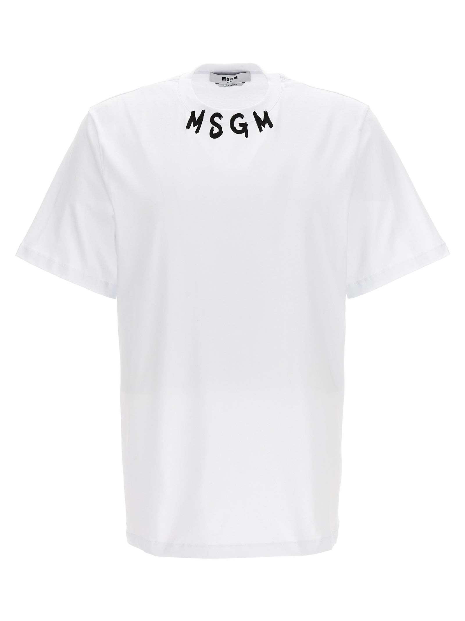 Shop Msgm Logo Print T-shirt In Bianco